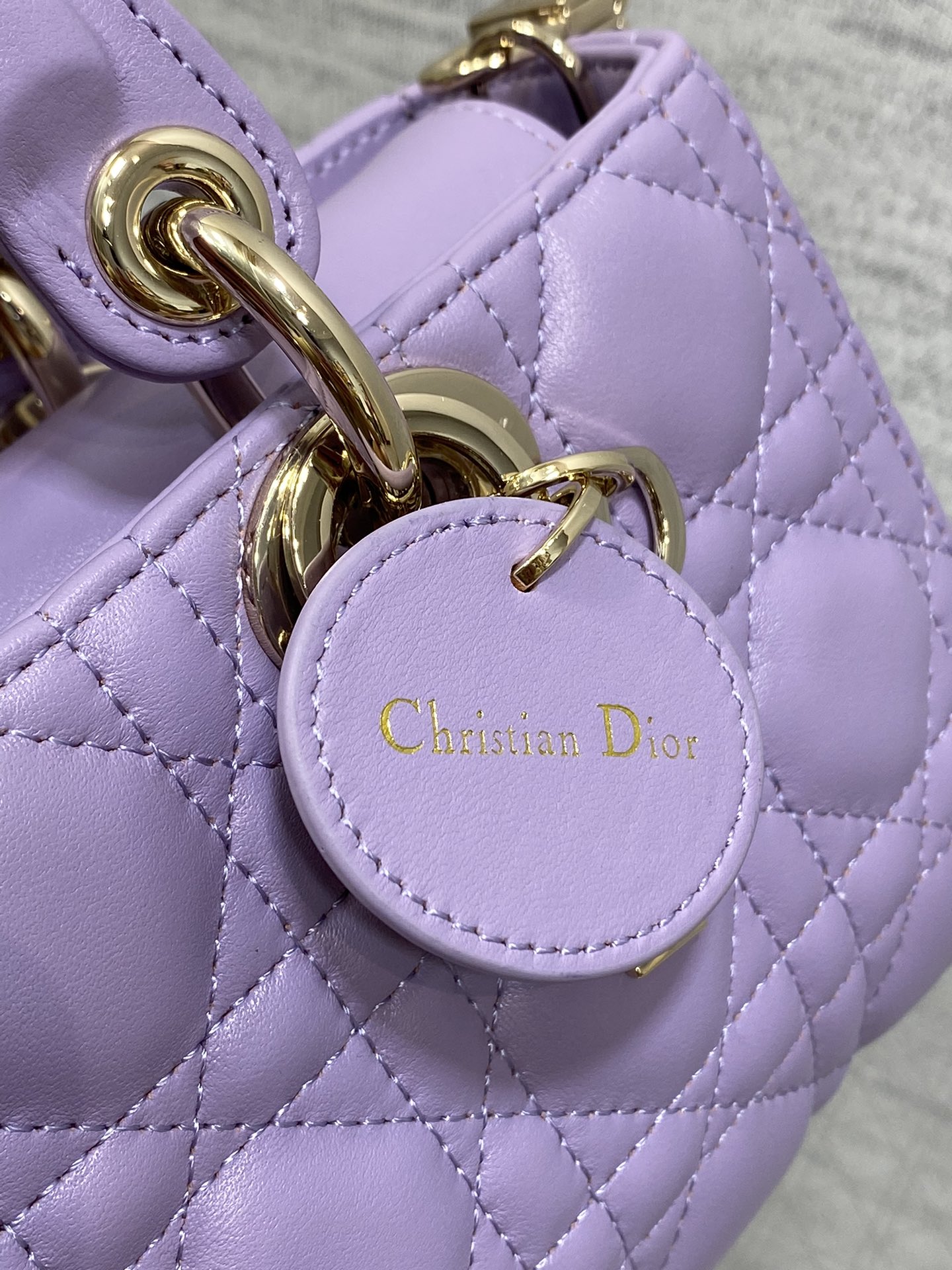 Small Lady D-Joy Bag Purple Cannage Lambskin